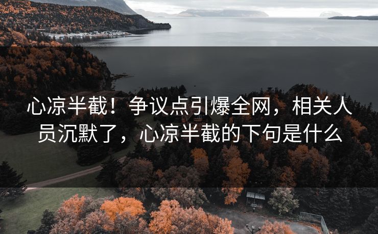 心凉半截！争议点引爆全网，相关人员沉默了，心凉半截的下句是什么